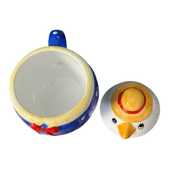 Vintage Ceramic Chick Shaped Mug with Lid – Blue Polka Dot Outfit & Hat – 6 x 5 - Picture 6 of 7